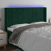 Tăblie de pat cu LED, verde închis, 163x16x118/128 cm, catifea - WALTI WALTI