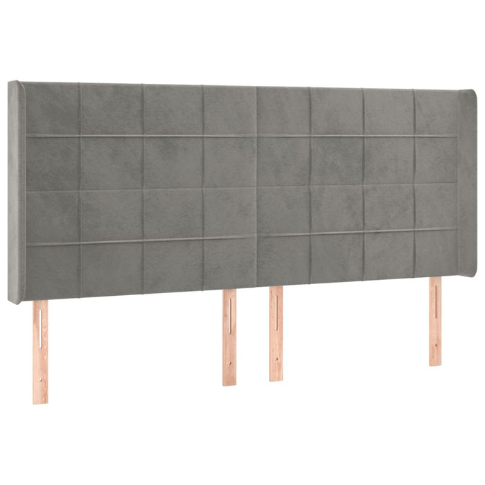 Tăblie de pat cu LED, gri deschis, 183x16x118/128 cm, catifea - WALTI WALTI