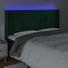 Tăblie de pat cu LED, verde închis, 183x16x118/128 cm, catifea - WALTI WALTI