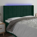 Tăblie de pat cu LED, verde închis, 183x16x118/128 cm, catifea - WALTI WALTI