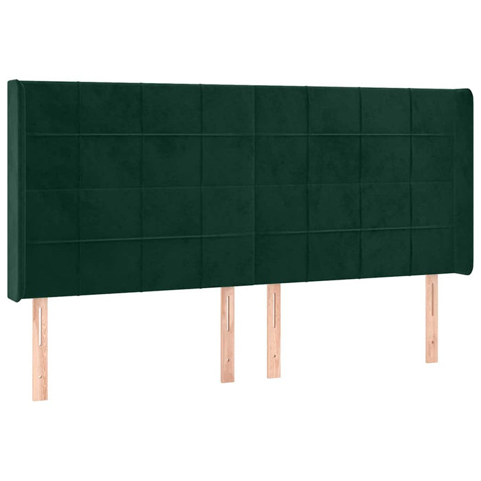 Tăblie de pat cu LED, verde închis, 203x16x118/128 cm, catifea - WALTI WALTI