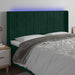 Tăblie de pat cu LED, verde închis, 203x16x118/128 cm, catifea - WALTI WALTI