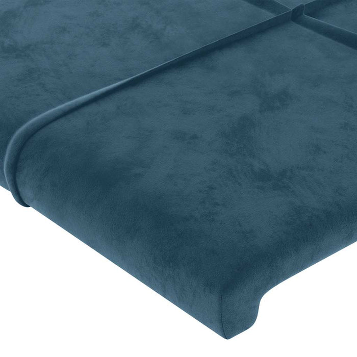 Tăblie de pat cu LED, albastru închis, 203x16x118/128cm catifea WALTI