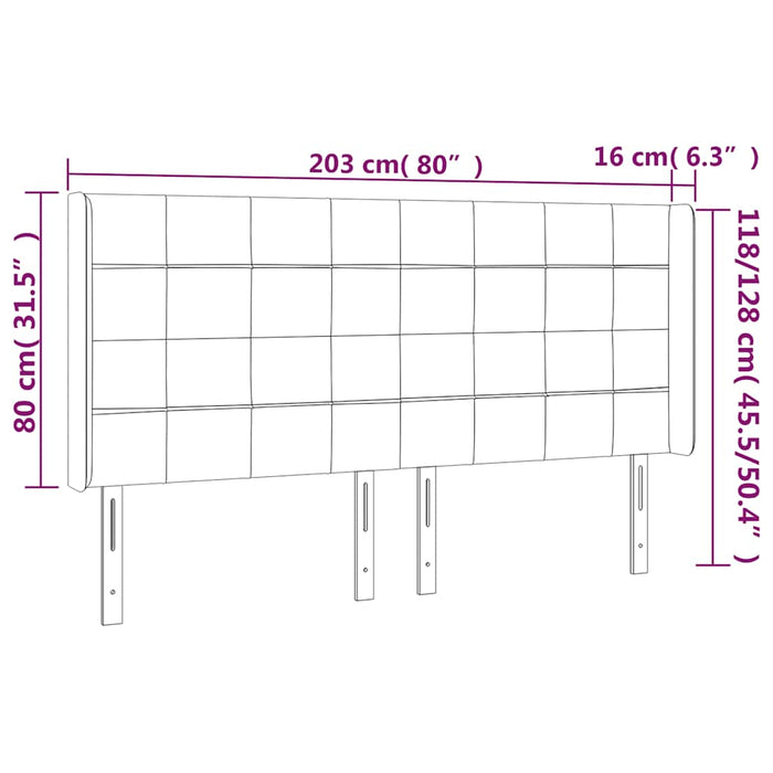 Tăblie de pat cu LED, albastru închis, 203x16x118/128cm catifea WALTI