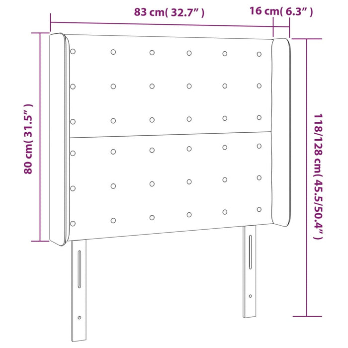 Tăblie de pat cu LED, alb, 83x16x118/128 cm, piele ecologică WALTI