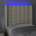 Tăblie de pat cu LED, crem, 83x16x118/128 cm, piele ecologică - WALTI WALTI