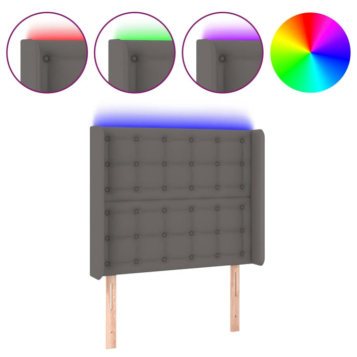 Tăblie de pat cu LED, gri , 83x16x118/128 cm, piele ecologică WALTI