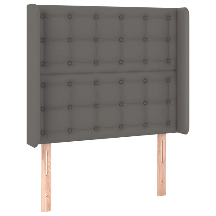Tăblie de pat cu LED, gri , 83x16x118/128 cm, piele ecologică WALTI