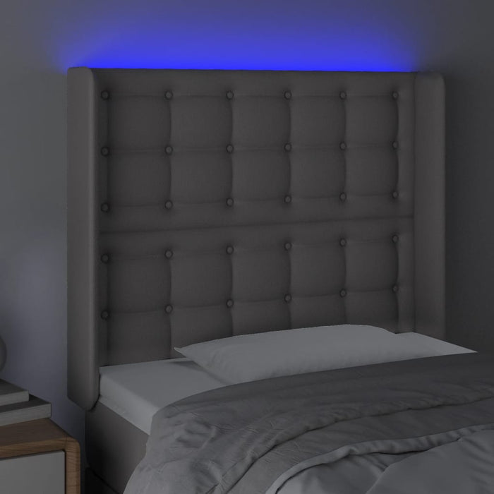 Tăblie de pat cu LED, gri , 83x16x118/128 cm, piele ecologică WALTI