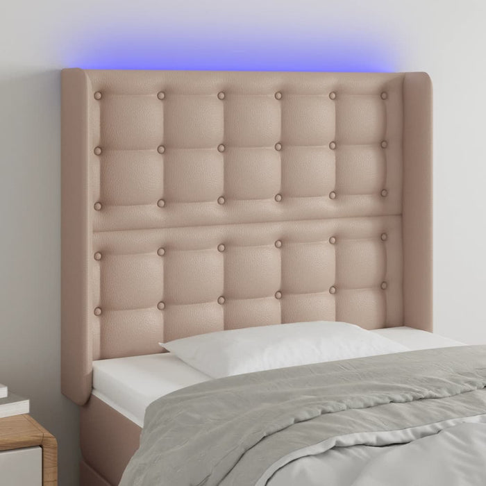 Tăblie de pat cu LED cappuccino 83x16x118/128cm piele ecologică - WALTI WALTI