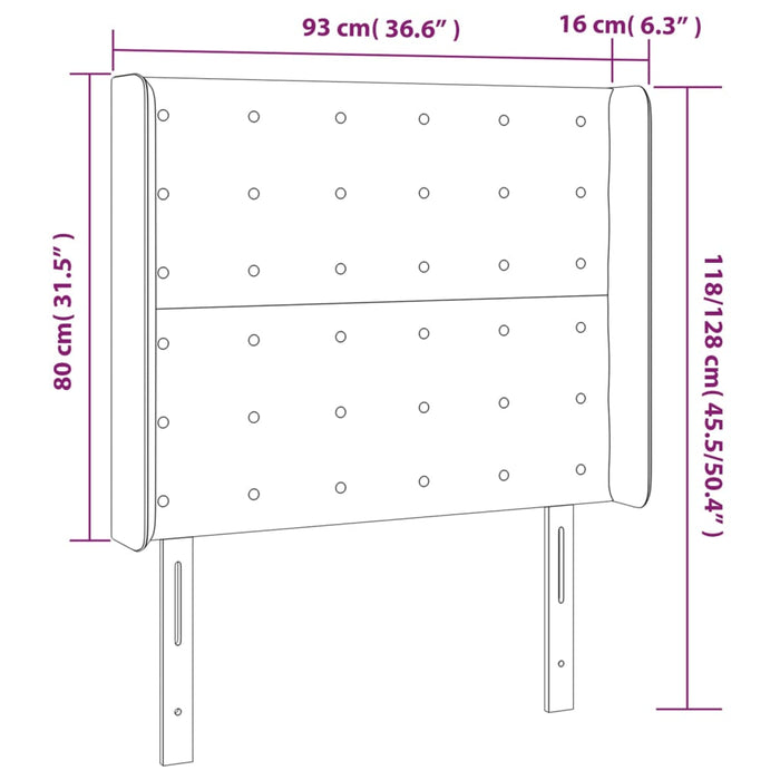 Tăblie de pat cu LED, negru, 93x16x118/128 cm, piele ecologică - WALTI WALTI