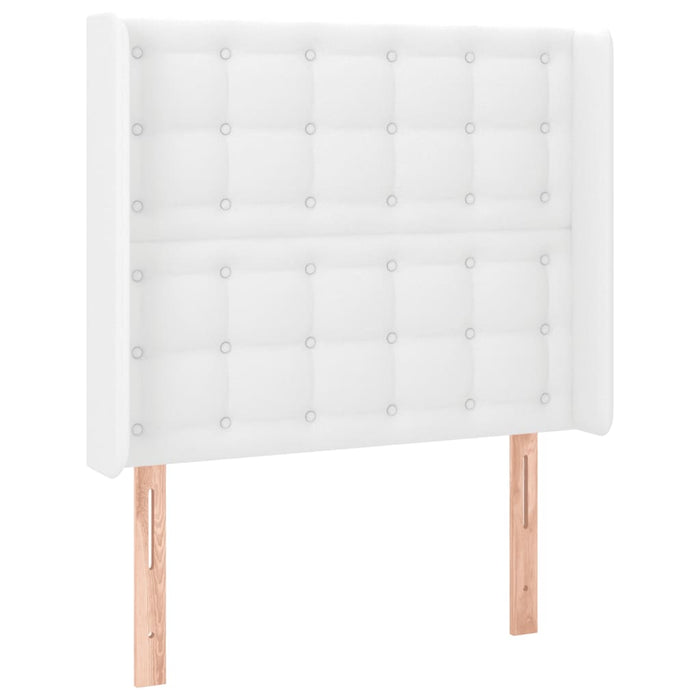 Tăblie de pat cu LED, alb, 93x16x118/128 cm, piele ecologică WALTI