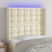 Tăblie de pat cu LED, crem, 103x16x118/128 cm, piele ecologică - WALTI WALTI
