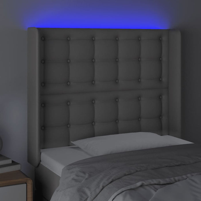 Tăblie de pat cu LED, gri, 103x16x118/128 cm, piele ecologică - WALTI WALTI