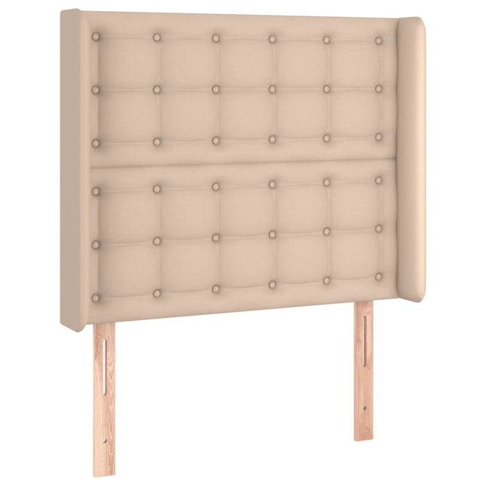 Tăblie de pat cu LED, cappuccino, 103x16x118/128 cm, piele eco WALTI
