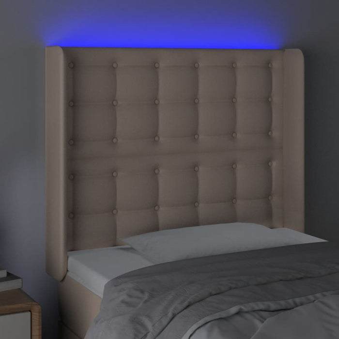 Tăblie de pat cu LED, cappuccino, 103x16x118/128 cm, piele eco WALTI