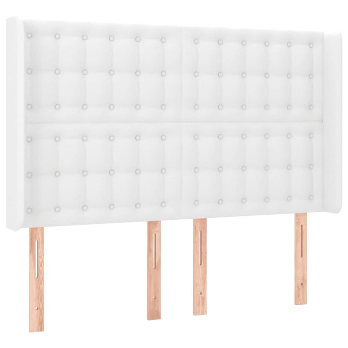 Tăblie de pat cu LED, alb, 147x16x118/128 cm, piele ecologică - WALTI WALTI