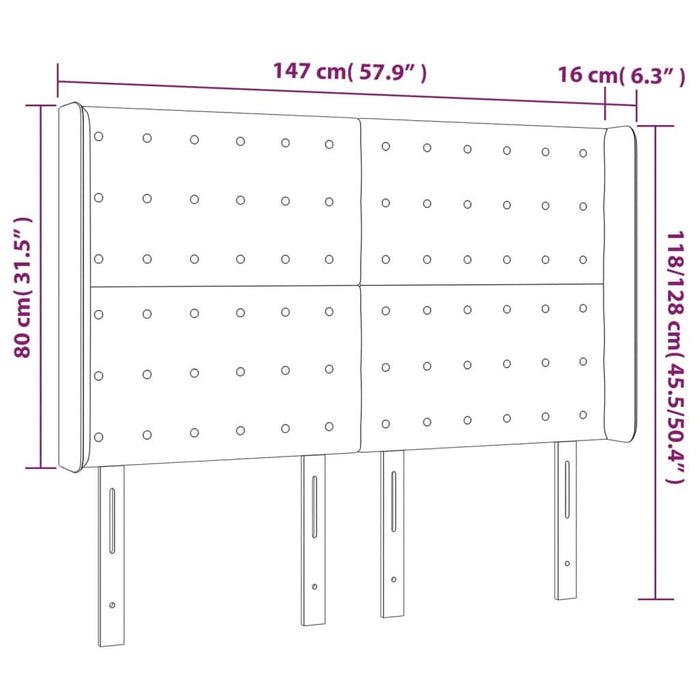 Tăblie de pat cu LED, alb, 147x16x118/128 cm, piele ecologică - WALTI WALTI