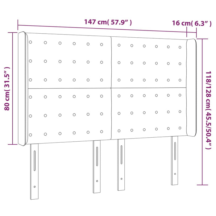 Tăblie de pat cu LED, cappuccino, 147x16x118/128 cm, piele eco WALTI