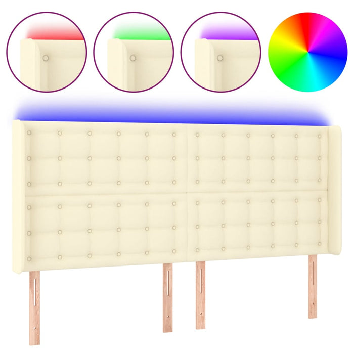 Tăblie de pat cu LED, crem, 163x16x118/128 cm, piele ecologică - WALTI WALTI