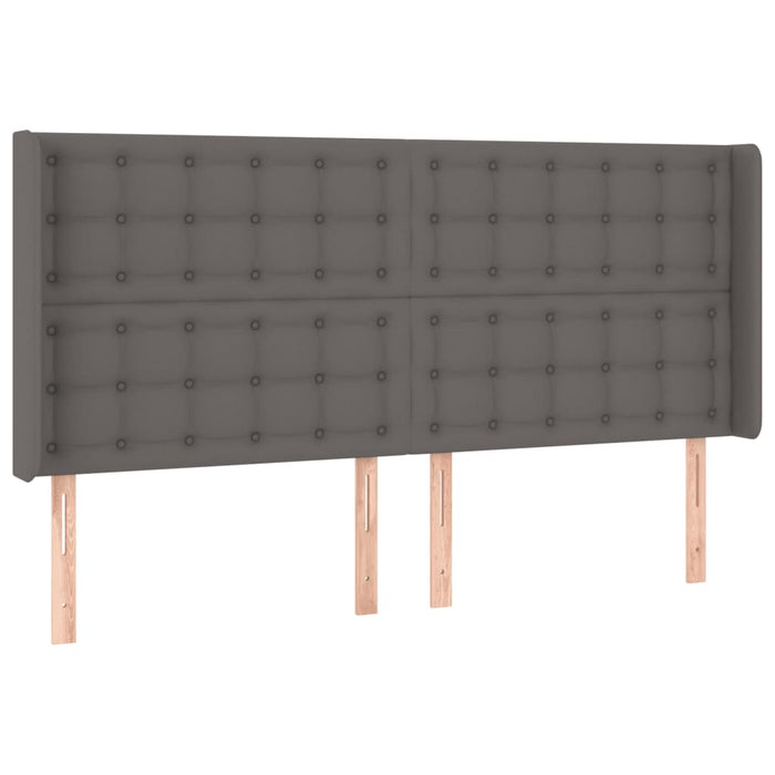 Tăblie de pat cu LED, gri, 163x16x118/128 cm, piele ecologică WALTI