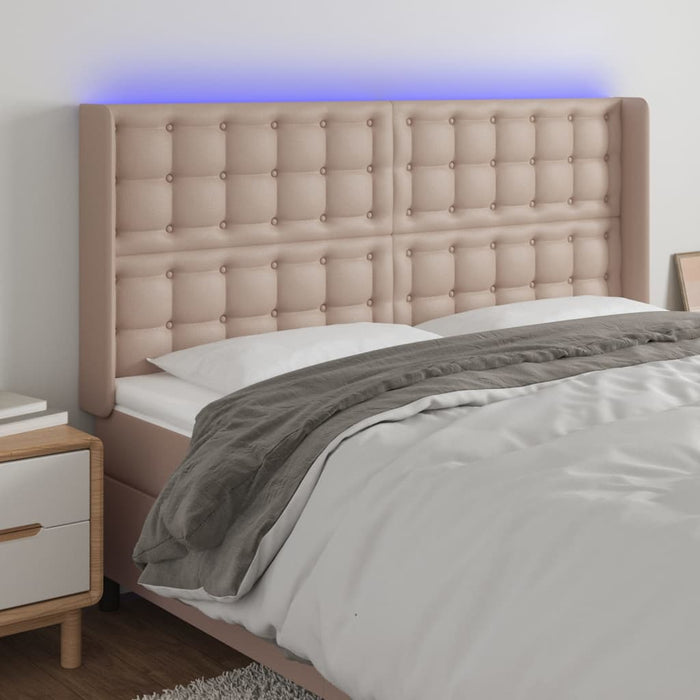 Tăblie de pat cu LED, cappuccino, 163x16x118/128 cm, piele eco - WALTI WALTI