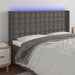 Tăblie de pat cu LED, gri, 183x16x118/128 cm, piele ecologică - WALTI WALTI