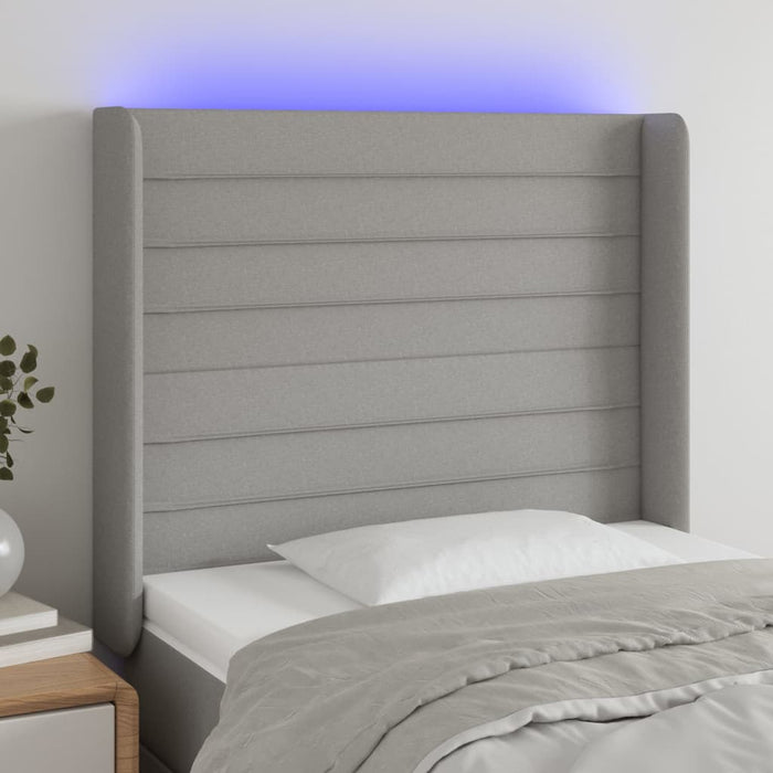 Tăblie de pat cu LED, gri deschis, 83x16x118/128 cm, textil - WALTI WALTI