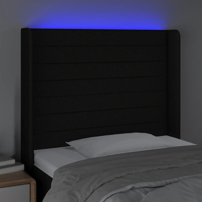 Tăblie de pat cu LED, negru, 83x16x118/128 cm, textil - WALTI WALTI