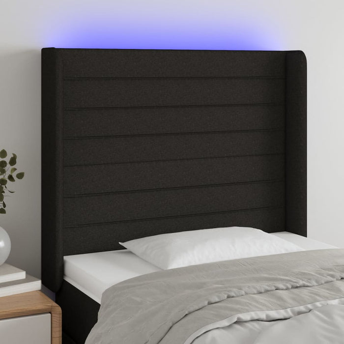 Tăblie de pat cu LED, negru, 83x16x118/128 cm, textil - WALTI WALTI