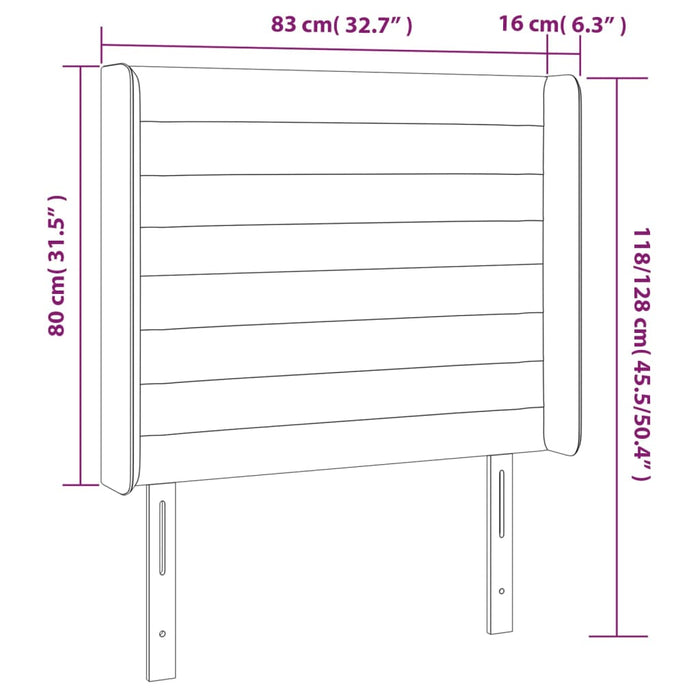 Tăblie de pat cu LED, albastru, 83x16x118/128 cm, textil WALTI