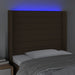 Tăblie de pat cu LED, maro închis, 93x16x118/128 cm, textil - WALTI WALTI