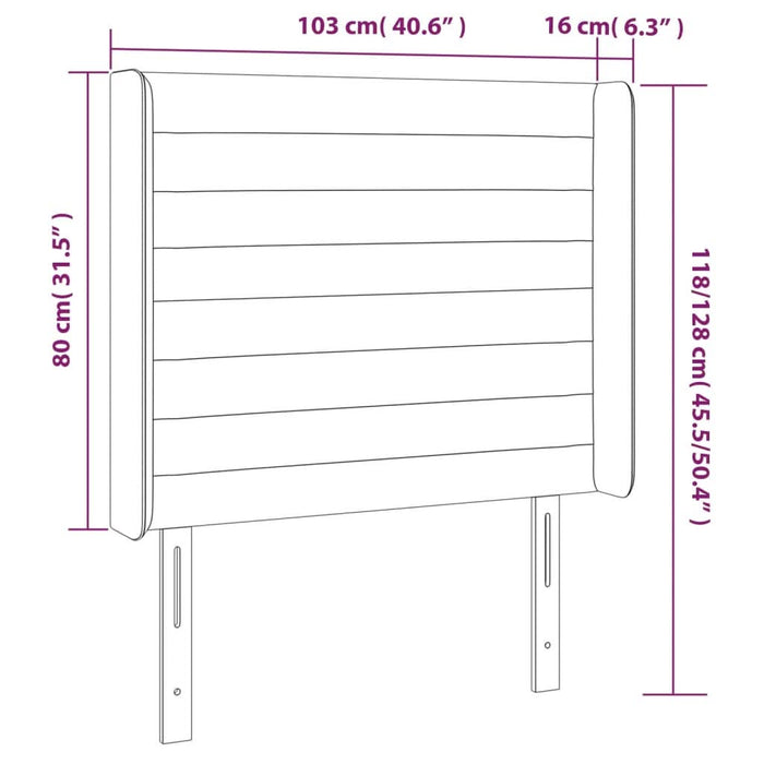 Tăblie de pat cu LED, gri închis, 103x16x118/128 cm, textil - WALTI WALTI