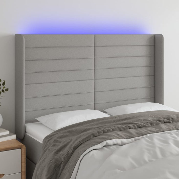 Tăblie de pat cu LED, gri deschis, 147x16x118/128 cm, textil - WALTI WALTI