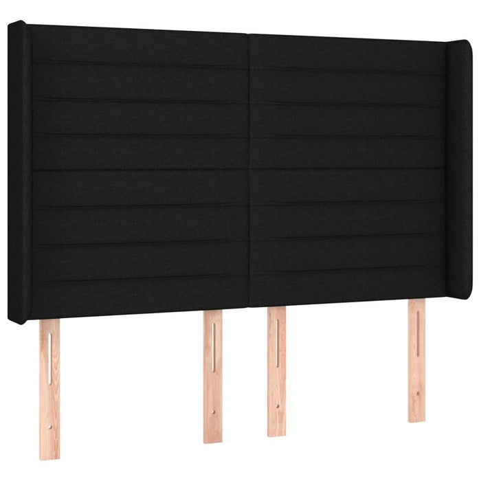Tăblie de pat cu LED, negru, 147x16x118/128 cm, textil - WALTI WALTI