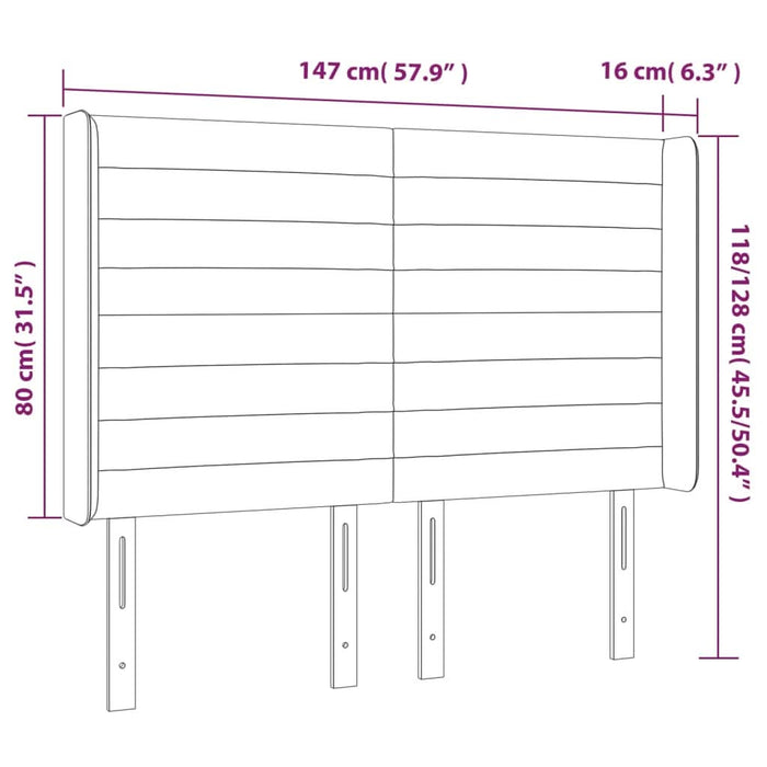 Tăblie de pat cu LED, negru, 147x16x118/128 cm, textil - WALTI WALTI
