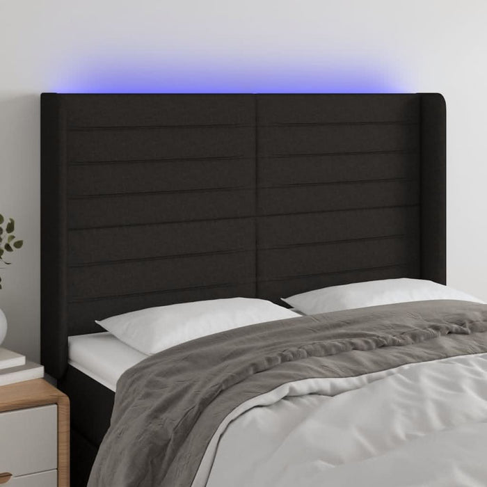 Tăblie de pat cu LED, negru, 147x16x118/128 cm, textil - WALTI WALTI