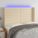 Tăblie de pat cu LED, crem, 147x16x118/128 cm, textil - WALTI WALTI