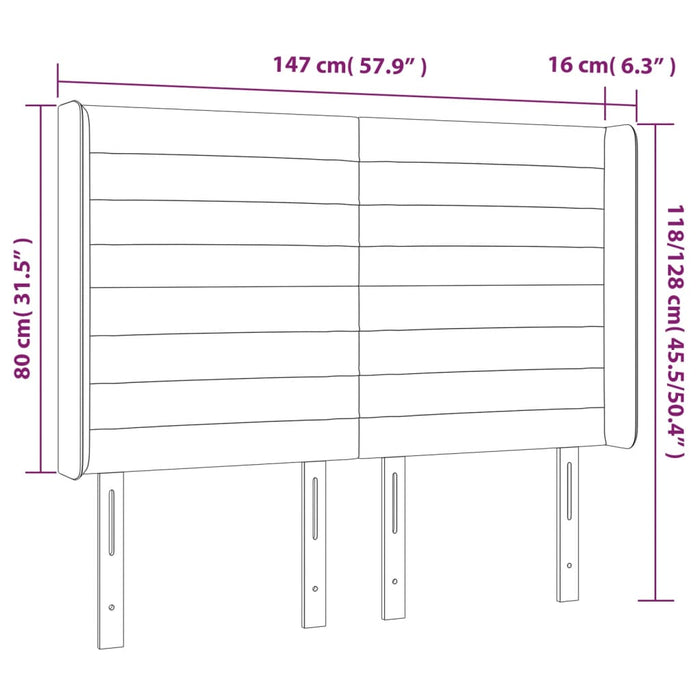Tăblie de pat cu LED, albastru, 147x16x118/128 cm, textil - WALTI WALTI