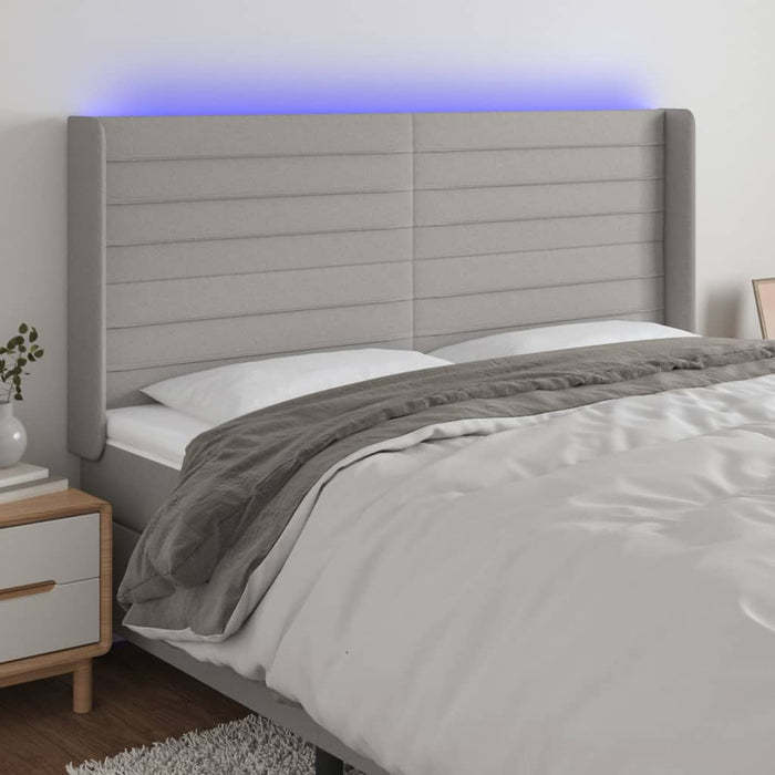 Tăblie de pat cu LED, gri deschis, 163x16x118/128 cm, textil - WALTI WALTI