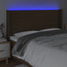 Tăblie de pat cu LED, maro închis, 163x16x118/128 cm, textil - WALTI WALTI