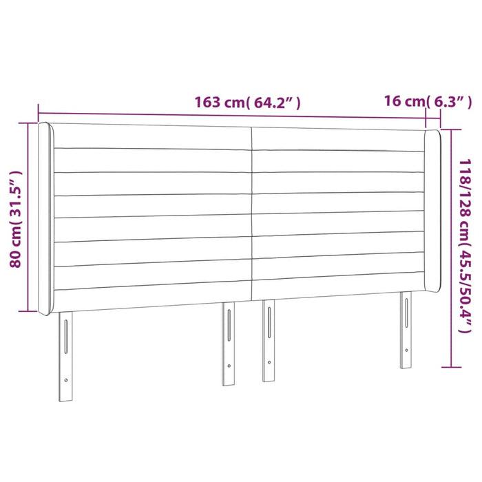 Tăblie de pat cu LED, crem, 163x16x118/128 cm, textil - WALTI WALTI