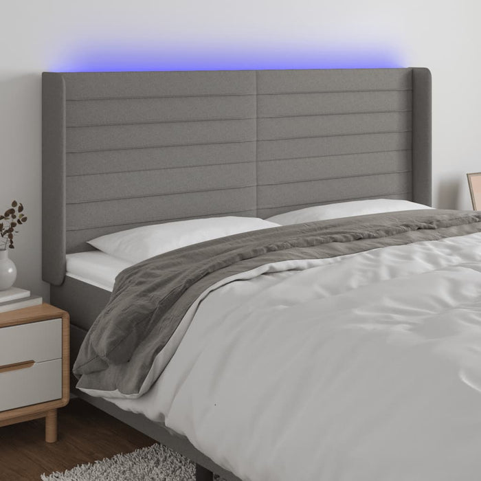 Tăblie de pat cu LED, gri închis, 183x16x118/128 cm, textil - WALTI WALTI