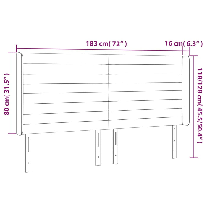 Tăblie de pat cu LED, crem, 183x16x118/128 cm, textil - WALTI WALTI