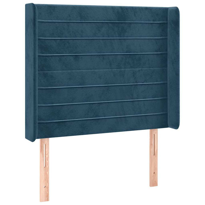Tăblie de pat cu LED, albastru închis, 83x16x118/128cm, catifea - WALTI WALTI