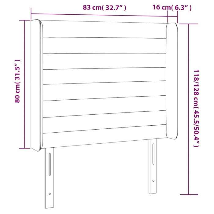 Tăblie de pat cu LED, albastru închis, 83x16x118/128cm, catifea - WALTI WALTI