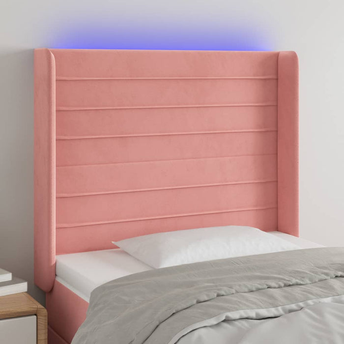 Tăblie de pat cu LED, roz, 83x16x118/128 cm, catifea - WALTI WALTI