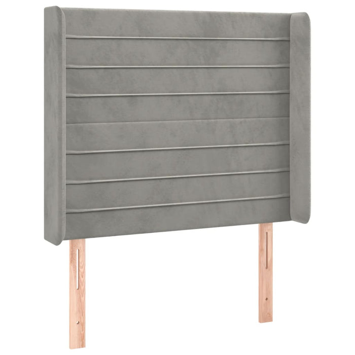 Tăblie de pat cu LED, gri deschis, 93x16x118/128 cm, catifea - WALTI WALTI