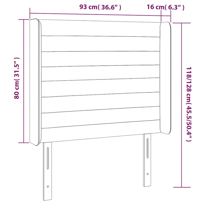 Tăblie de pat cu LED, albastru închis, 93x16x118/128cm, catifea - WALTI WALTI