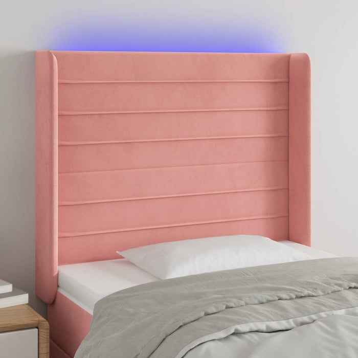 Tăblie de pat cu LED, roz, 93x16x118/128 cm, catifea - WALTI WALTI